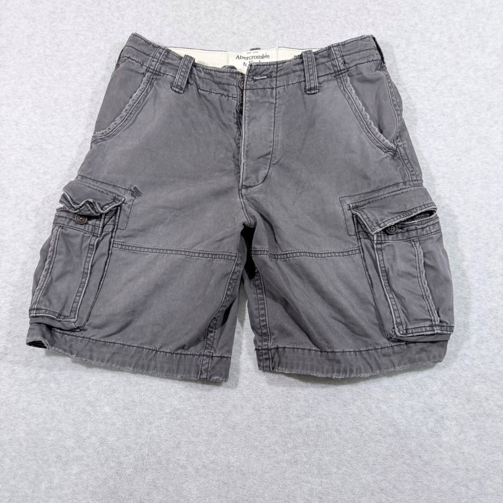Abercrombie & Fitch‎ Cargo Shorts Mens 33 Grey distressed Utility Button fly